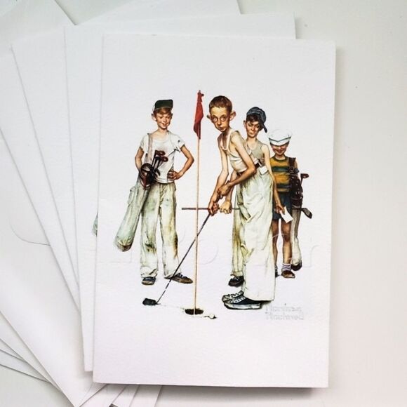 Norman Rockwell Blank Cards Set of 4 4x6 Golf Baseball Queen Jack Playing Cards - Picture 2 of 3